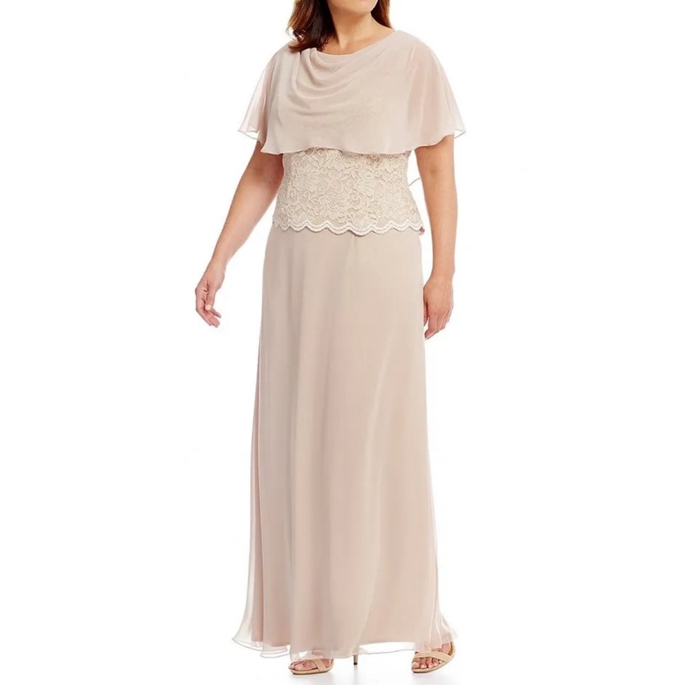 Jessica Howard Beige Women's Size 14 Drape Neckline Gown